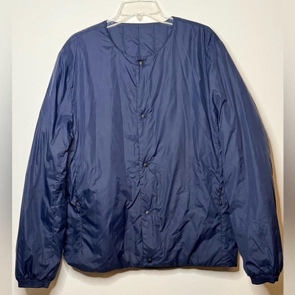 Saturdays Surf NYC Khari Navy Blue Reversible Quilted Nylon Puffer Coat Jacket L - Picture 3 of 10